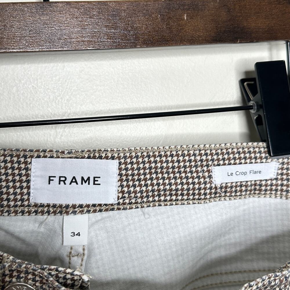 Frame Le Crop Flare Camel Multi Houndstooth Print… - image 4
